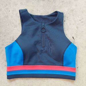 Purity Active Navy Blue High Neck Zip Front Sports Bra Medium (?) NWT